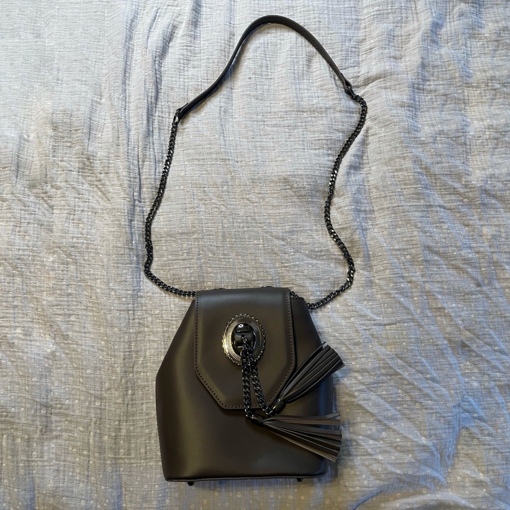 Elegant Brown Western Style Mini Bag with Adjustable Chain Strap